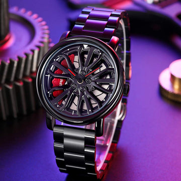 Men's Creative 3D Car Wheel Rotating Wrist Watch